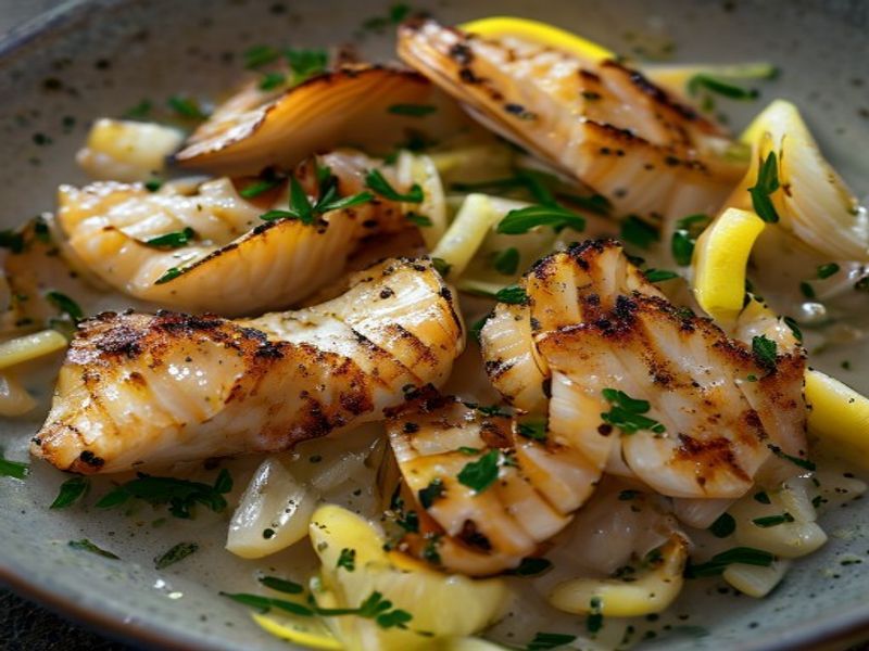 Pan-Seared Diver Scallops with Saffron Fregola Sarda and Preserved Lemon Gremolata