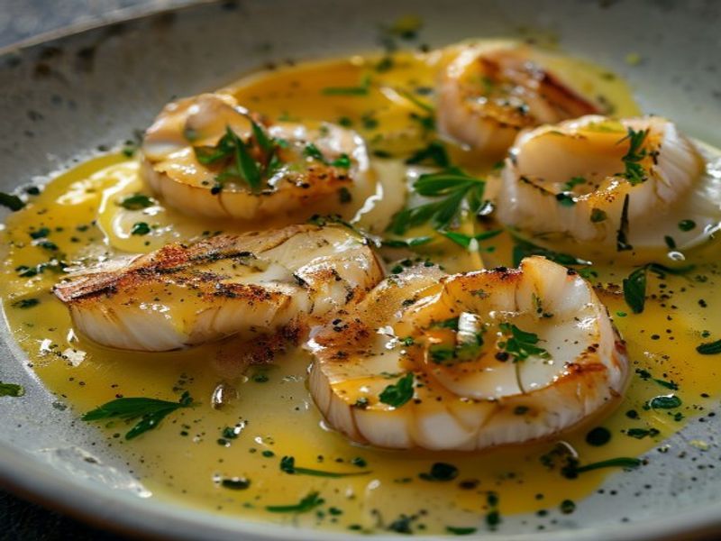 Pan-Seared Dayboat Scallops with Saffron-Fennel Emulsion and Citrus-Vanilla Beurre Blanc