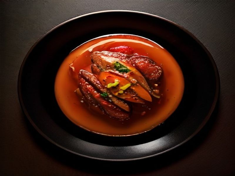Pan-Seared Duck Breast with Sichuan Peppercorn Glaze & Fermented Chili Dashi