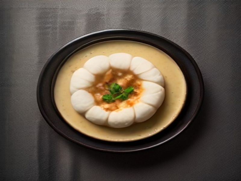 Salt-Baked Celeriac Fondant with Roasted Shiitake Dashi and Hazelnut Velouté