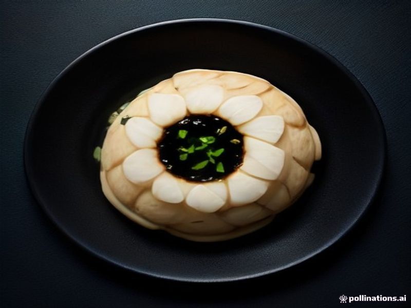 Salt-Baked Celeriac Fondant with Charred Allium Dashi and Black Garlic Emulsion