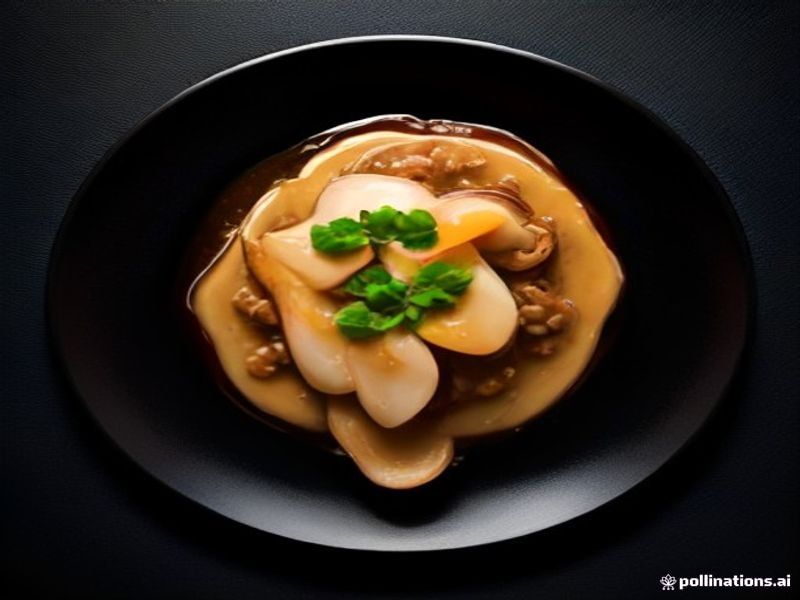 Glazed King Oyster Mushroom 'Marrow' with Silken Sunchoke Purée and Black Garlic Emulsion