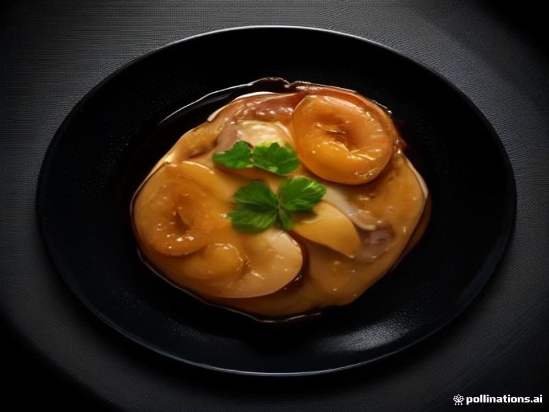 Glazed King Oyster Medallions with Sunchoke Silk and Smoked Black Garlic Emulsion