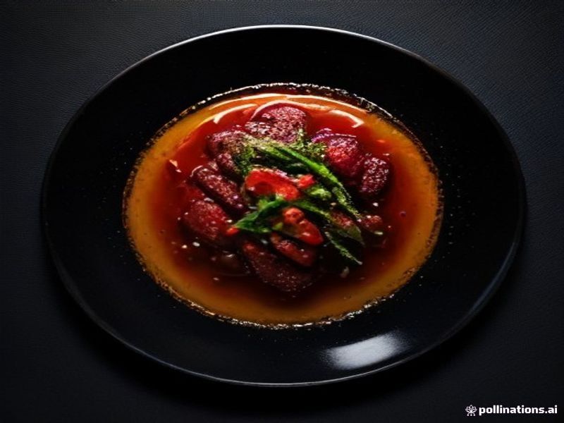 Spice-Crusted Duck Breast with Sichuan-Cherry Gastrique & Charred Poblano Velouté